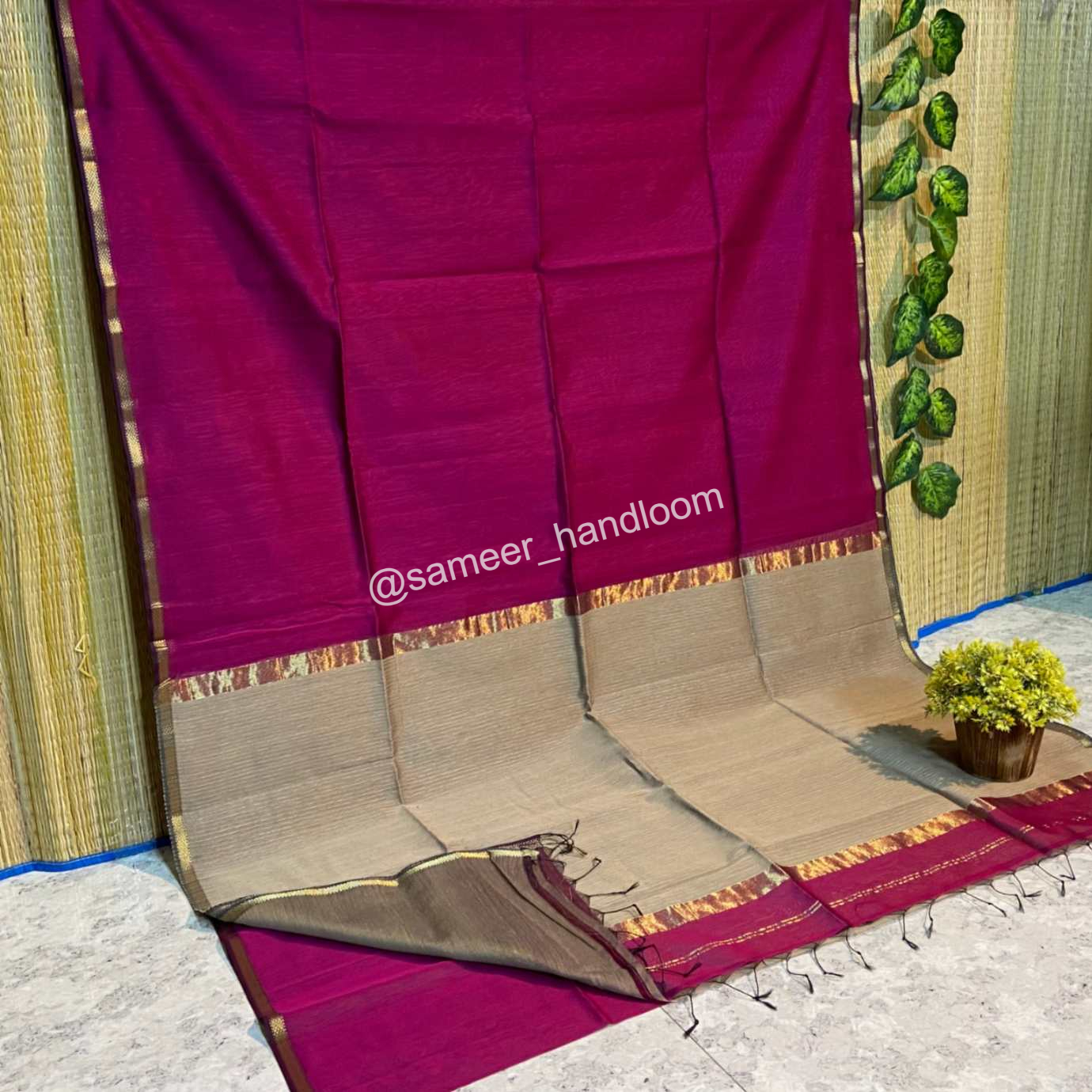 Maheshwari Handwoven Kosa Pallu Sarees